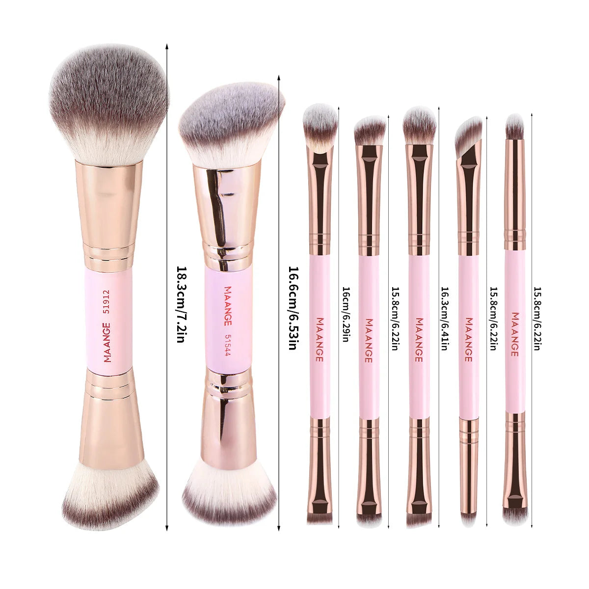 Zafira 7-Piece Dual-Ended Makeup Brush Set – Double Precision Tools