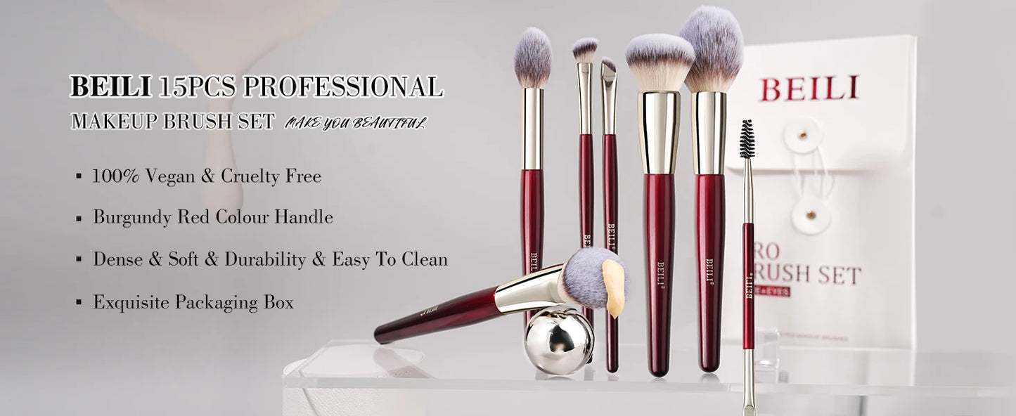 Zafira 12/15-Piece Vegan Makeup Brush Set – Cruelty-Free Pro Collection