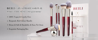 Zafira 12/15-Piece Vegan Makeup Brush Set – Cruelty-Free Pro Collection