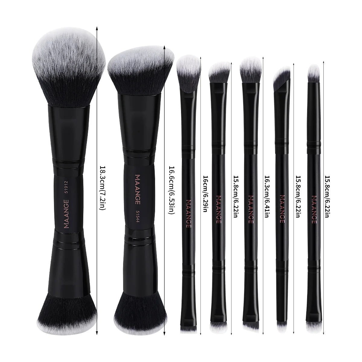 Zafira 7-Piece Dual-Ended Makeup Brush Set – Double Precision Tools